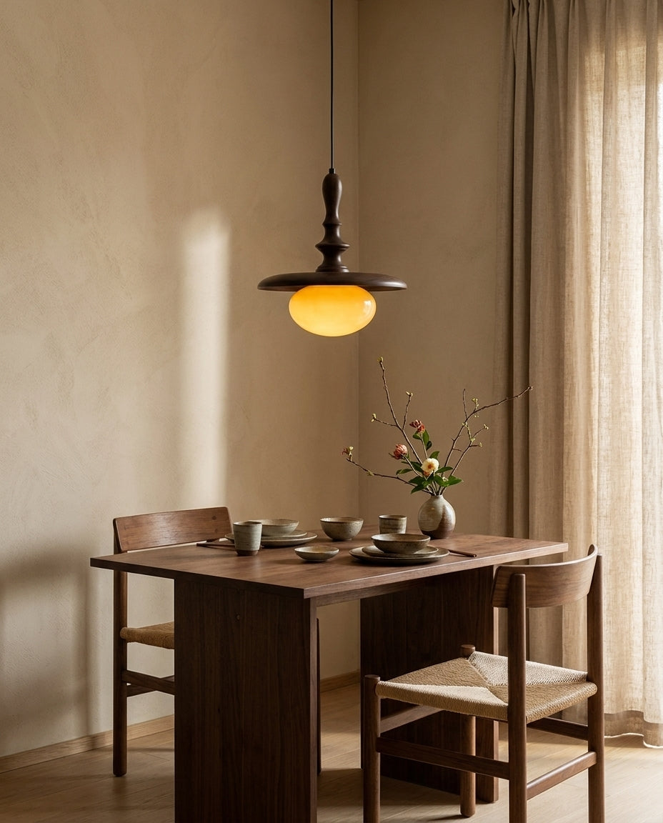 Elwood Curated Mouth-Blown Frosted Glass Pendant – illuminated warm ambiance setting