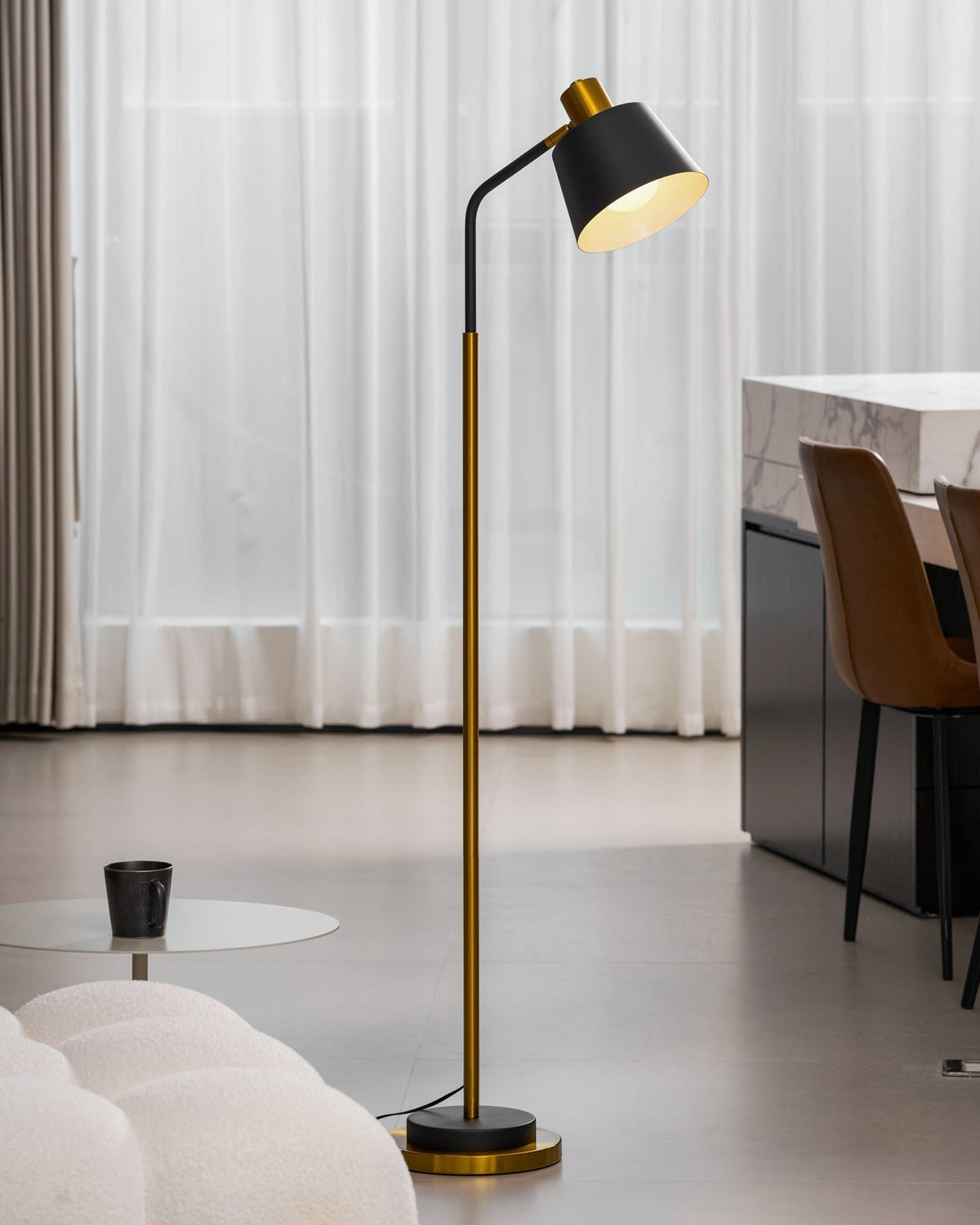 Emmental Curated Solid Brass Floor Lamp – full fixture elevation view