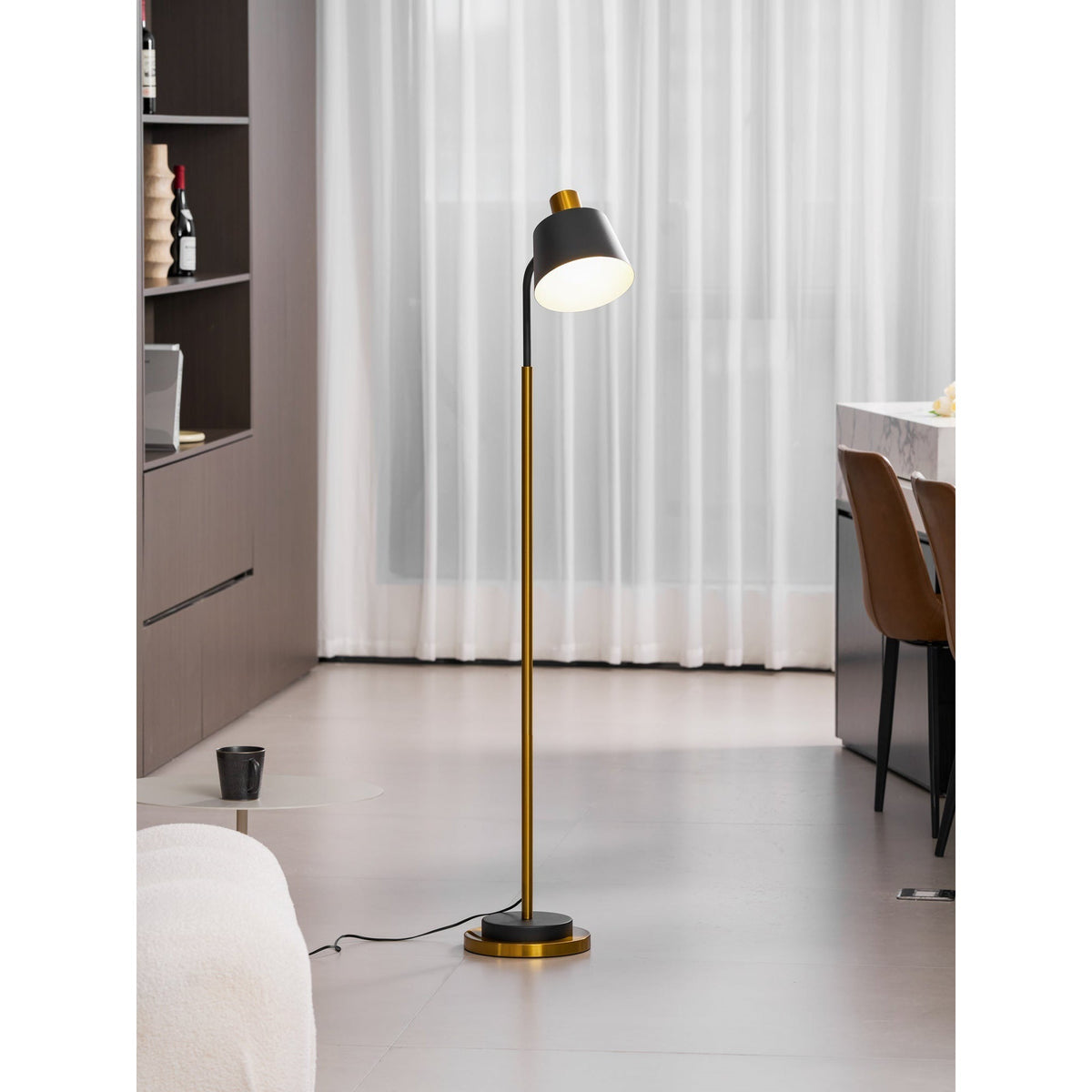 Emmental Curated Solid Brass Floor Lamp – side angled contour profile