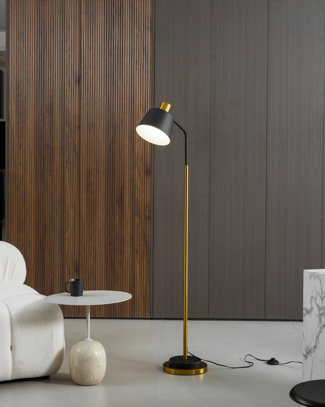 Emmental Curated Solid Brass Floor Lamp – macro detail view #1