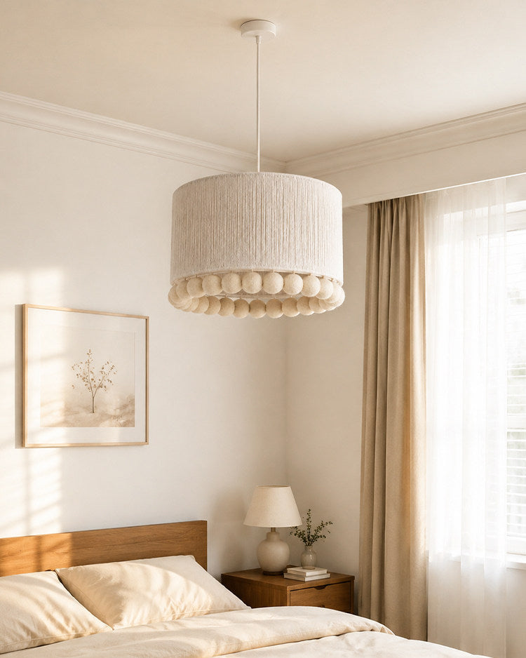 Fieldmere Curated Finished Iron Pendant Light – illuminated warm ambiance setting
