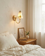 Floravia Curated Hand-Thrown Ceramic Wall Sconce warm illuminated room view