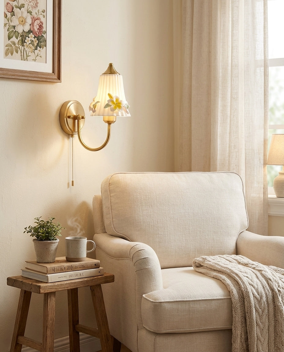 Floravia Curated Hand-Thrown Ceramic Wall Sconce – structural canopy joint detail