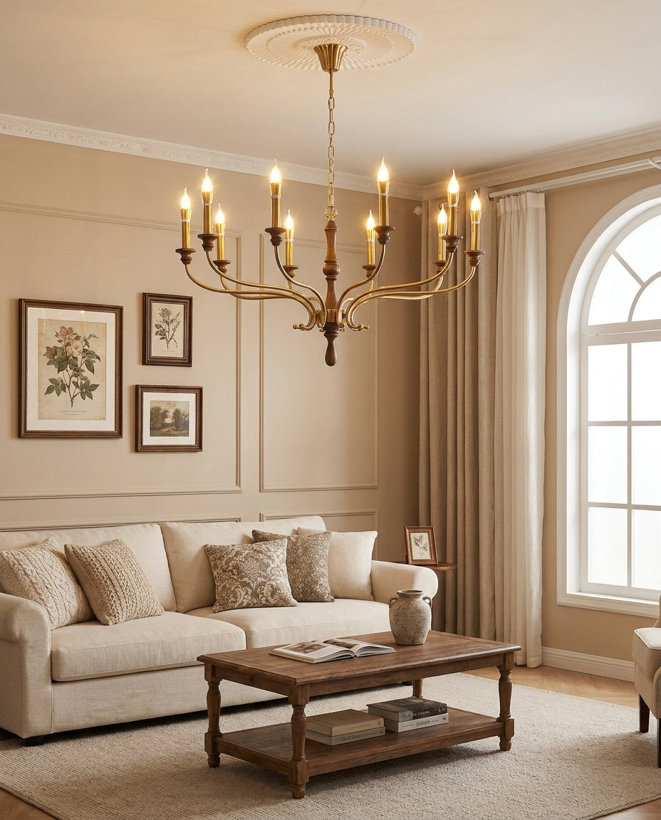 Hargrave Curated Solid Brass Chandelier – handcrafted surface texture