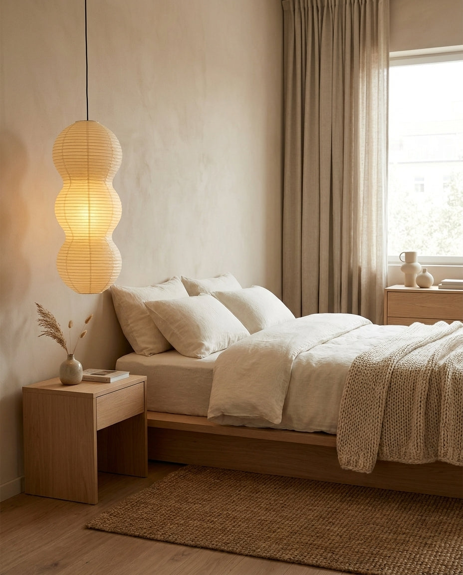 Hisui Paper Curated Washi Paper Pendant Light – macro detail view