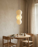 Hisui Paper Curated Washi Paper Pendant Light – illuminated warm ambiance setting