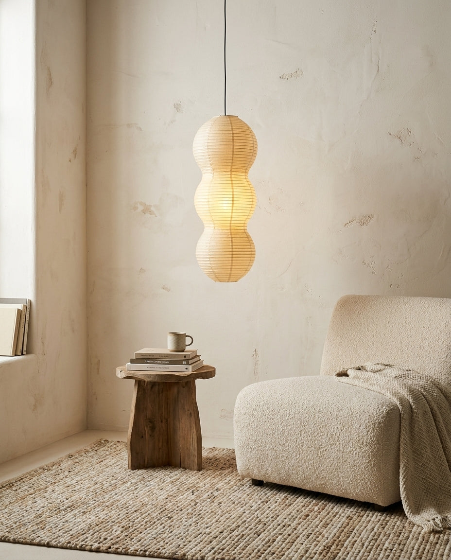 Hisui Paper Curated Washi Paper Pendant Light – handcrafted surface texture