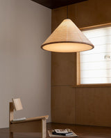 Kasumi Curated Washi Paper Pendant Light – side angled contour profile