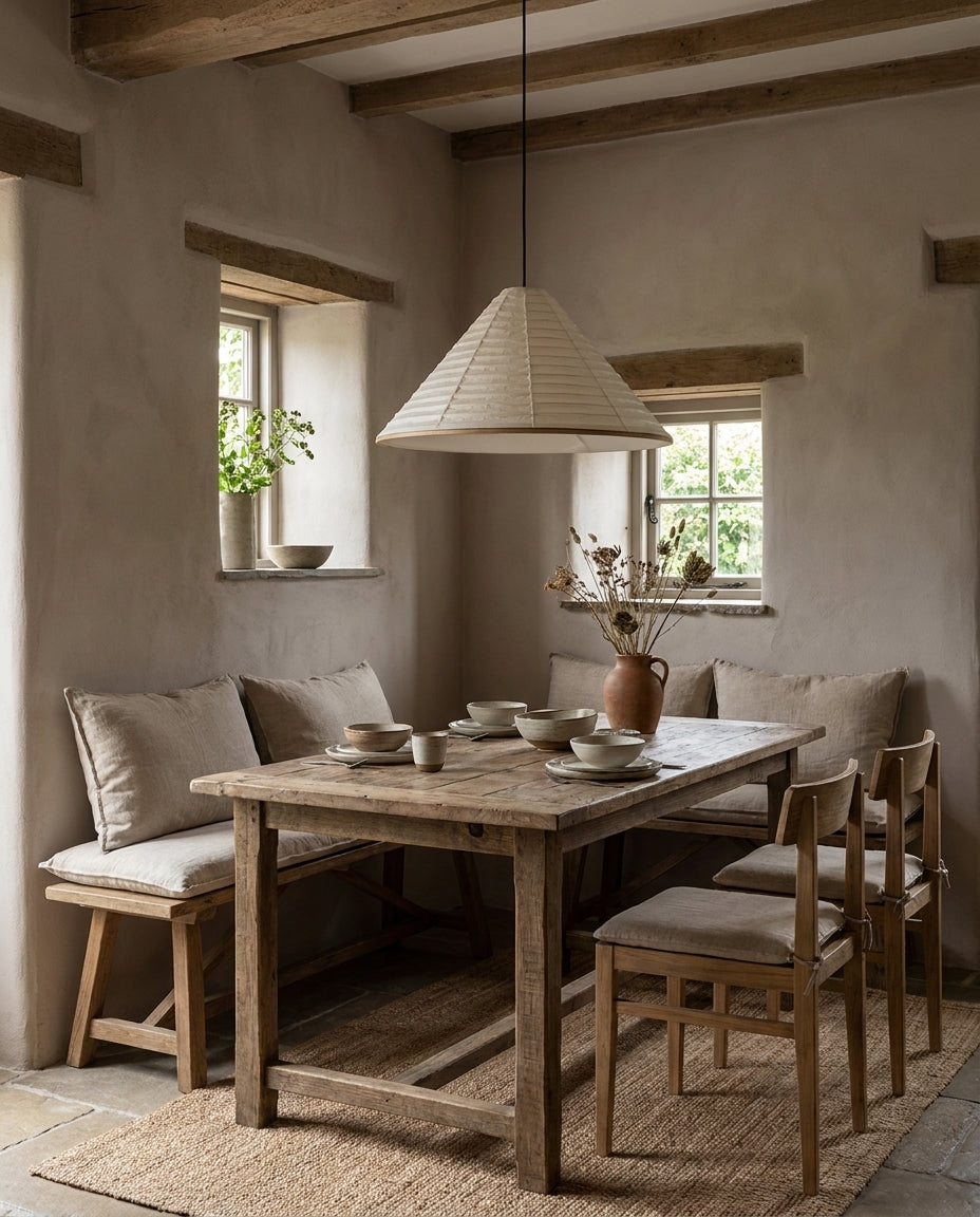 Kasumi Curated Washi Paper Pendant Light – illuminated warm ambiance setting