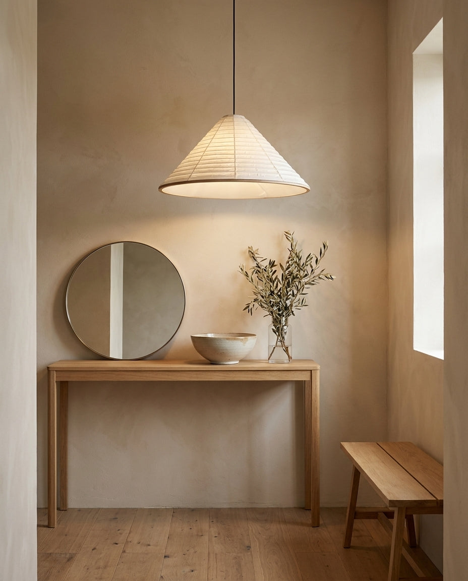 Kasumi Curated Washi Paper Pendant Light – structural canopy joint detail