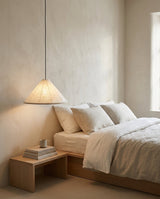 Kasumi Curated Washi Paper Pendant Light – unlit natural material contrast