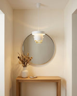 Kivaro Curated Iron & Glass Pendant Light – architectural ceiling profile