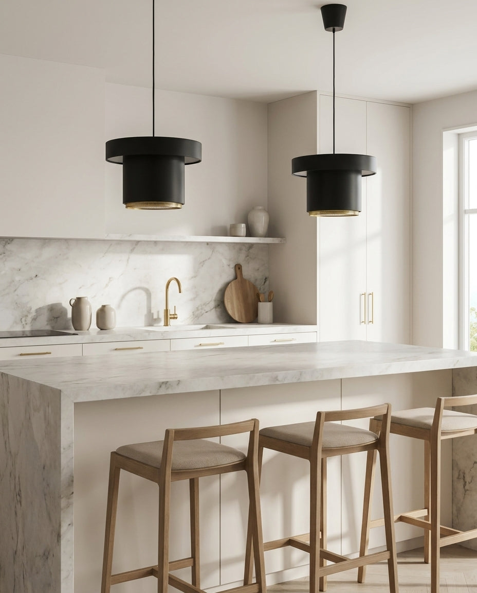 Iron & Glass craftsmanship detail on Kivaro Curated Iron & Glass Pendant Light