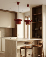 Kivaro Curated Iron & Glass Pendant Light warm illuminated room view