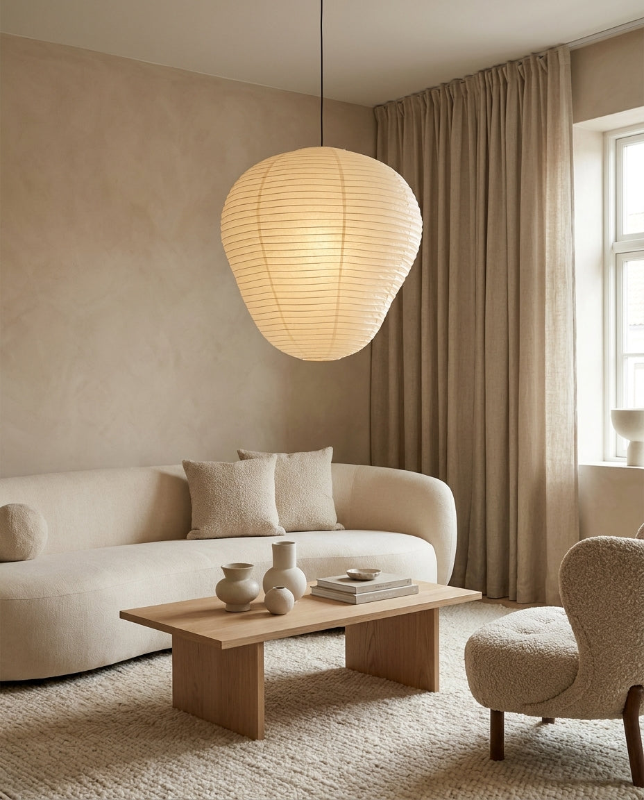 Kiyora Curated Washi Paper Pendant Light – architectural ceiling profile