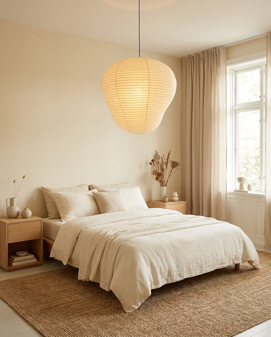 Kiyora Curated Washi Paper Pendant Light – structural canopy joint detail