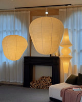 Kiyora Curated Washi Paper Pendant Light – spatial dining room perspective