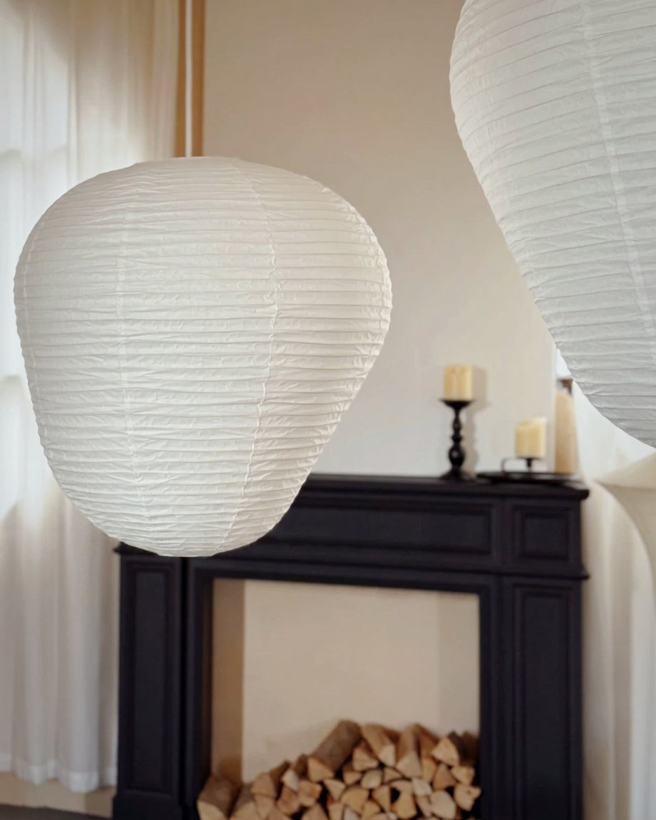 Kiyora Curated Washi Paper Pendant Light – full fixture elevation view