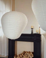 Kiyora Curated Washi Paper Pendant Light – full fixture elevation view