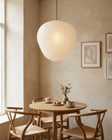 Kiyora Curated Washi Paper Pendant Light – side angled contour profile