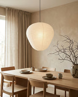 Kiyora Curated Washi Paper Pendant Light installed in residential dining space