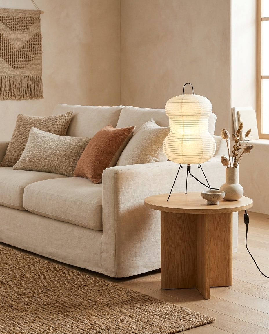 Haruno Curated Washi Paper Table Lamp – handcrafted surface texture