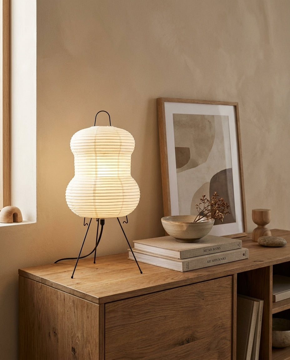 Haruno Curated Washi Paper Table Lamp – dimensional scale reference