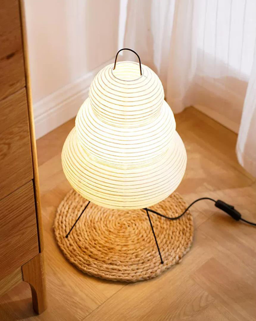 Haruno Curated Washi Paper Table Lamp – unlit natural material contrast