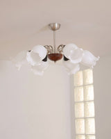 Larkmere Curated Mouth-Blown Frosted Glass Chand – full fixture elevation view