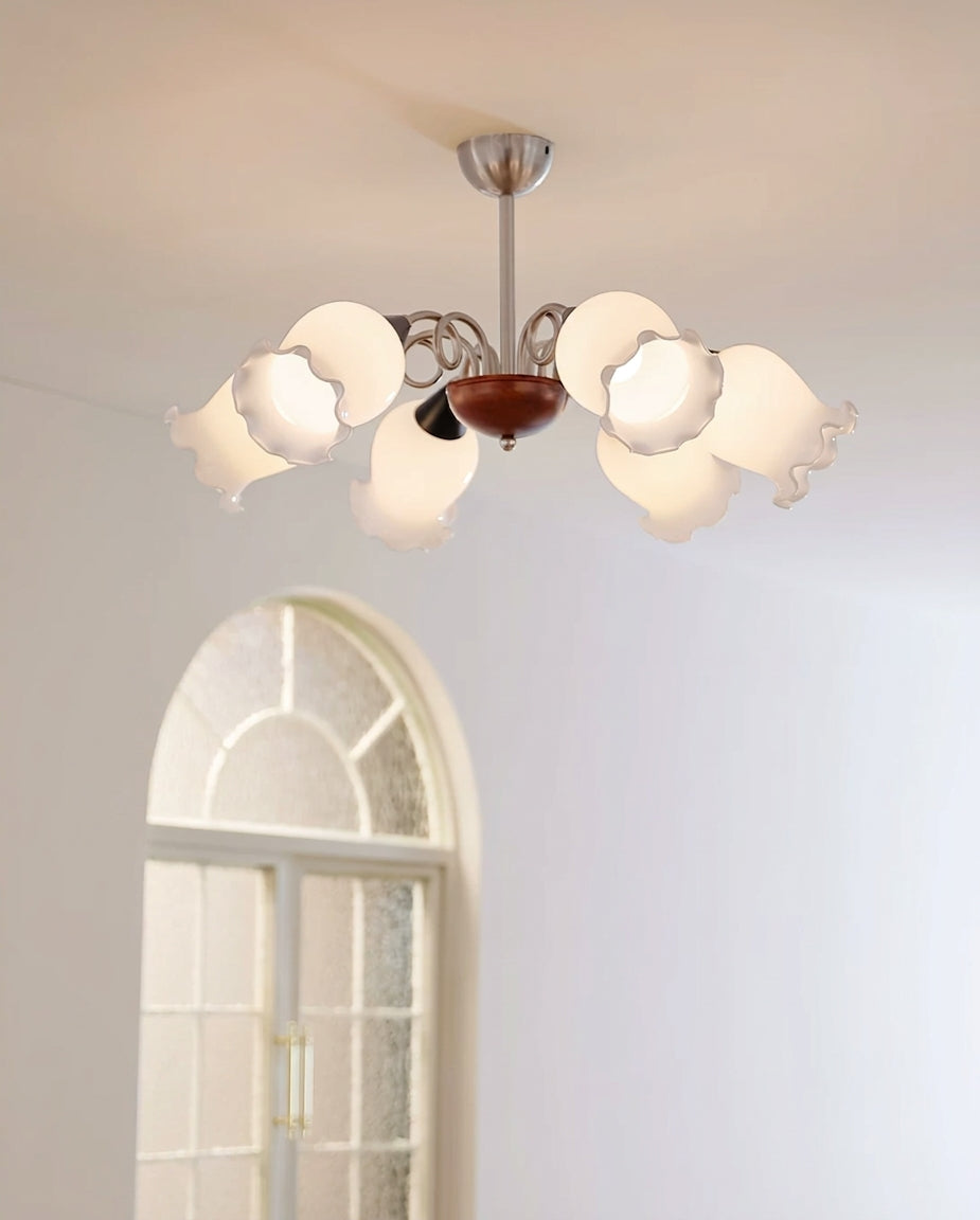 Larkmere Curated Mouth-Blown Frosted Glass Chand – side angled contour profile