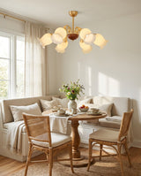 Larkmere Curated Mouth-Blown Frosted Glass Chand – structural canopy joint detail