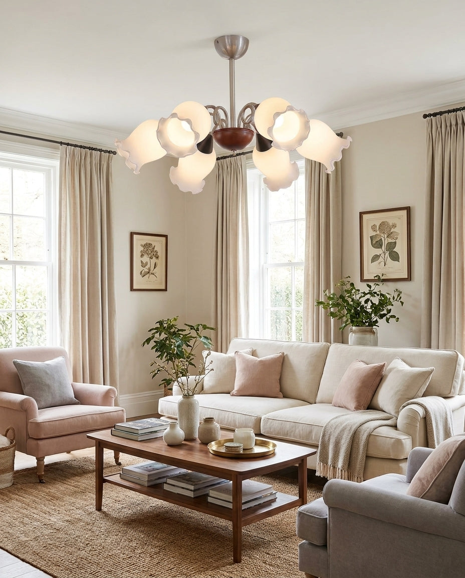 Larkmere Curated Mouth-Blown Frosted Glass Chand – dimensional scale reference
