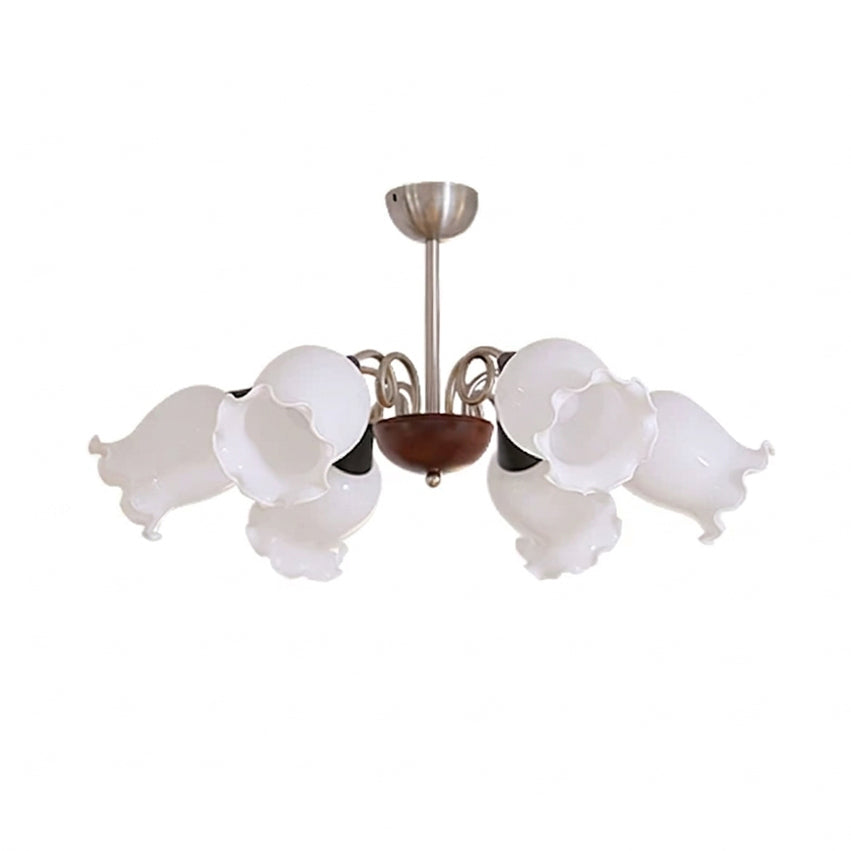 Larkmere Curated Mouth-Blown Frosted Glass Chand – 6 Heads Dia 74cm x H 40cm  ∅ 29.1 x H 15 finish configuration