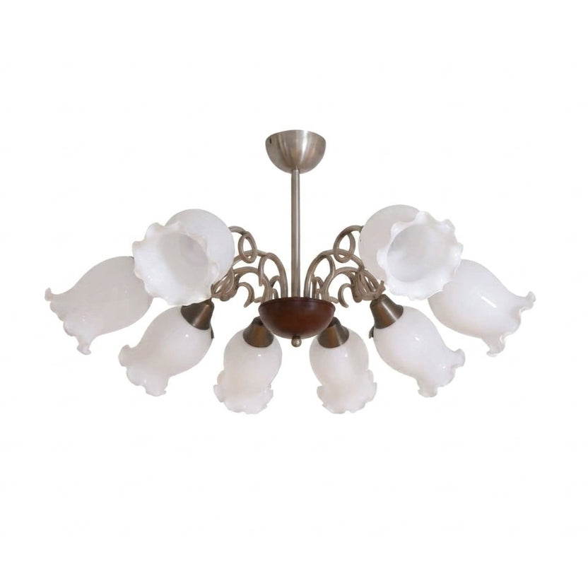 Larkmere Curated Mouth-Blown Frosted Glass Chand – 8 Heads Dia 84cm x H 40cm  ∅ 33 x H 15.7 finish configuration #1