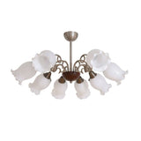 Larkmere Curated Mouth-Blown Frosted Glass Chand – 8 Heads Dia 84cm x H 40cm  ∅ 33 x H 15.7 finish configuration #1