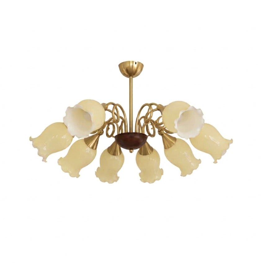 Larkmere Curated Mouth-Blown Frosted Glass Chand – 6 Heads Dia 74cm x H 40cm  ∅ 29.1 x H 15 finish configuration #1