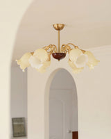 Larkmere Curated Mouth-Blown Frosted Glass Chand – illuminated warm ambiance setting