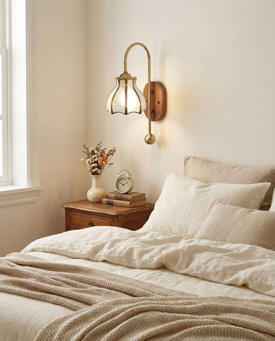 Laureden Curated Mouth-Blown Frosted Glass Wall – unlit natural material contrast
