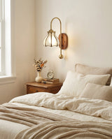Laureden Curated Mouth-Blown Frosted Glass Wall – unlit natural material contrast