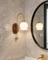 Laureden Curated Mouth-Blown Frosted Glass Wall – side angled contour profile