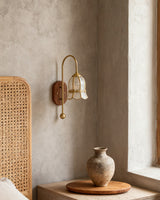 Laureden Curated Mouth-Blown Frosted Glass Wall warm illuminated room view
