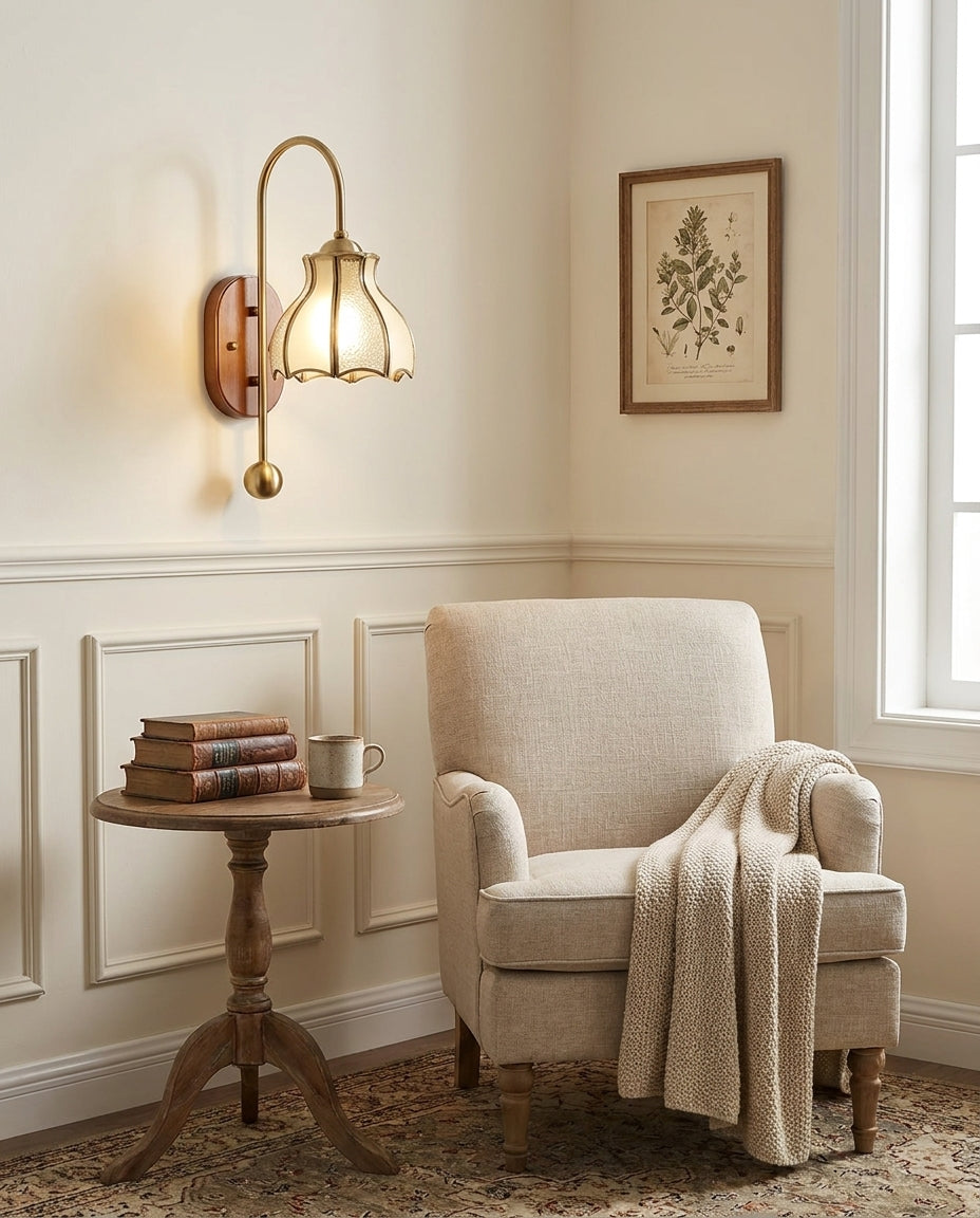 Laureden Curated Mouth-Blown Frosted Glass Wall – illuminated warm ambiance setting