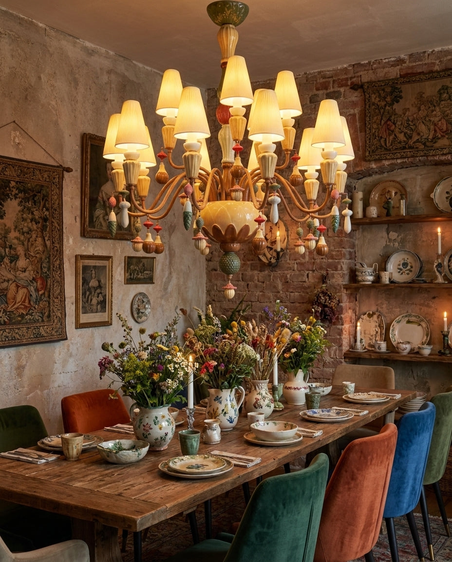 Lavinelle Curated Hand-Thrown Ceramic Chandelier – structural canopy joint detail