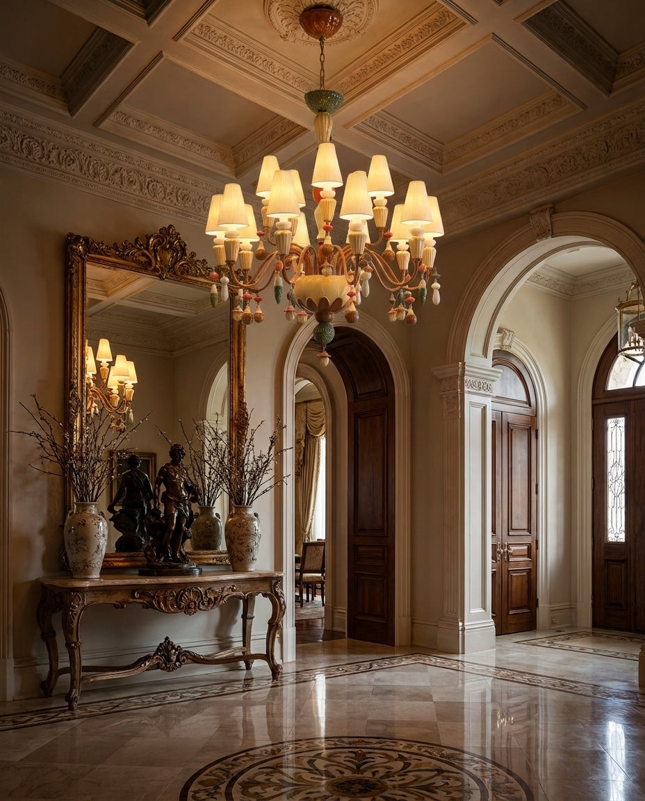 Lavinelle Curated Hand-Thrown Ceramic Chandelier – spatial dining room perspective