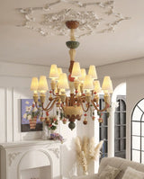 Lavinelle Curated Hand-Thrown Ceramic Chandelier installed in residential dining space