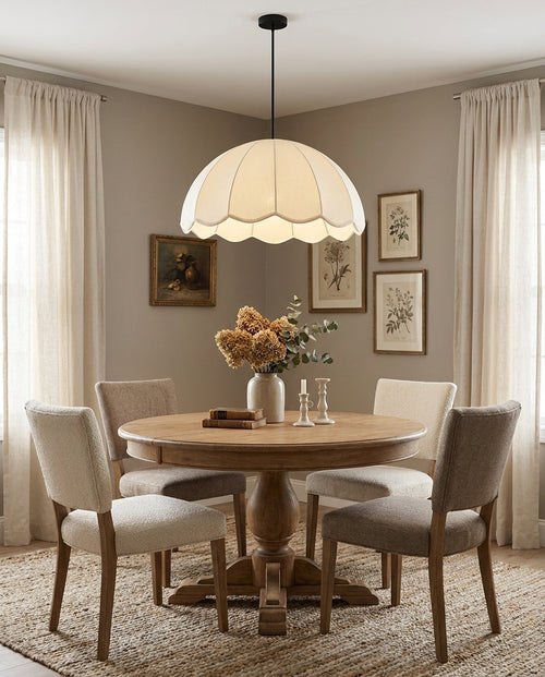 Avelune Curated Finished Iron Pendant Light installed in residential dining space