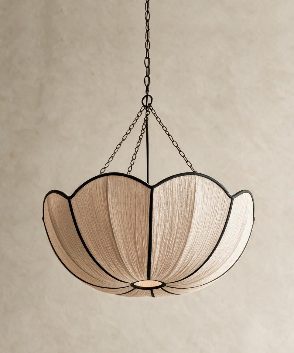 Livane Curated Finished Iron Pendant Light – unlit natural material contrast