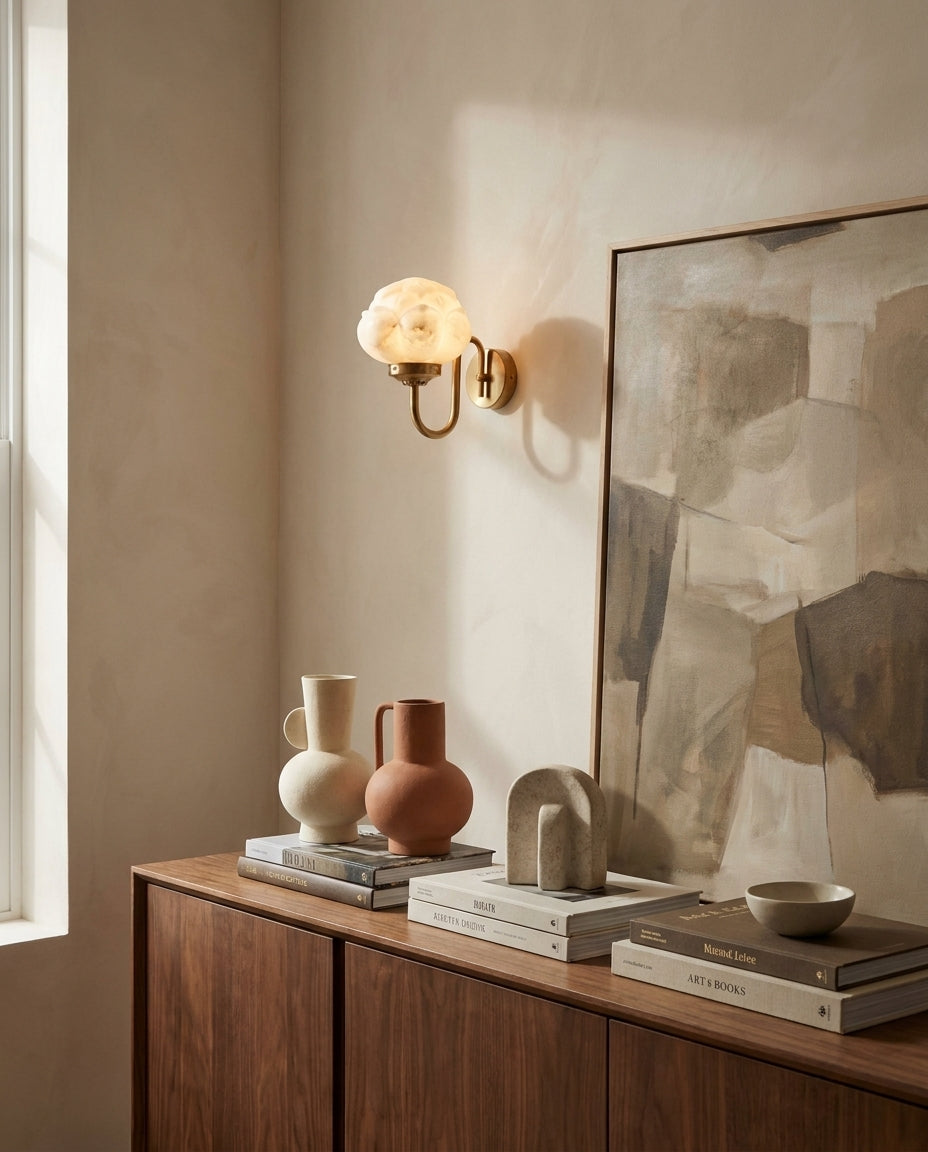 Lotus Flower Alabaster Wall Sconce – Ambient Illumination in Luxury Interior Setting View 8