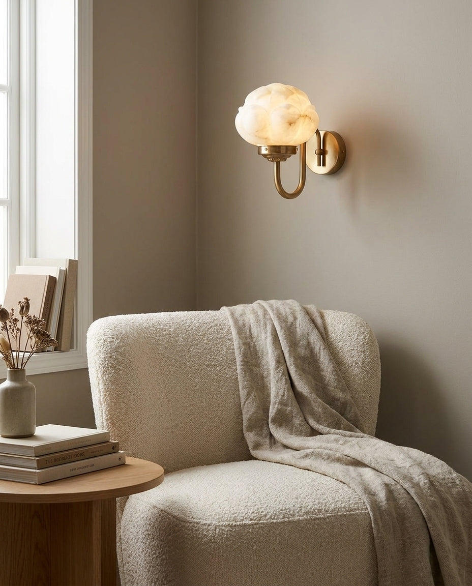 Lotus Flower Alabaster Wall Sconce – Ambient Illumination in Luxury Interior Setting View 6