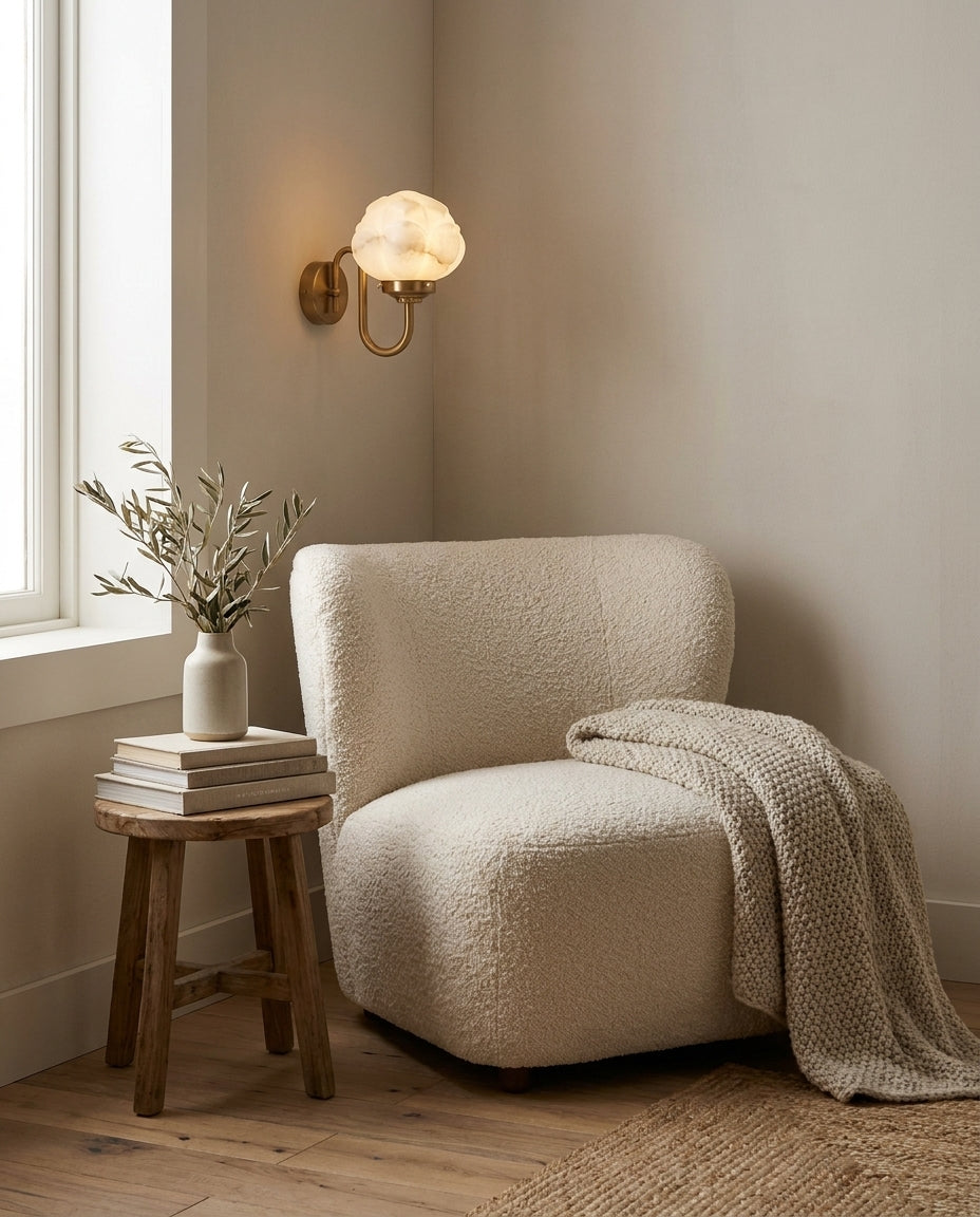 Lotus Flower Alabaster Wall Sconce – Ambient Illumination in Luxury Interior Setting View 9
